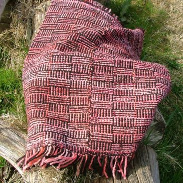 Log Cabin Mini Rug – Brown & Pink