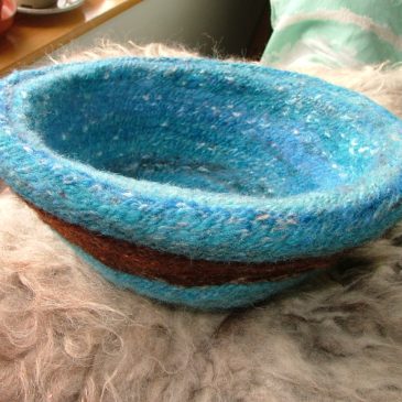 Blue Felted Bowl